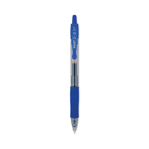 Pilot - G2 Premium Gel Pen, Retractable, Fine 0.7 mm, Blue Ink, Smoke/Blue Barrel, 12/Pack