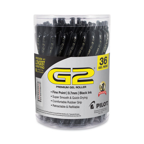 Pilot - G2 Premium Gel Pen Convenience Pack, Retractable, Fine 0.7 mm, Black Ink, Smoke/Black Barrel, 36/Pack