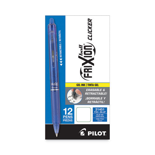 Pilot - FriXion Clicker Erasable Gel Pen, Retractable, Fine 0.7 mm, Blue Ink, Blue Barrel