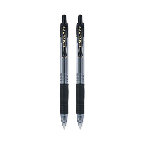 Pilot - G2 Premium Gel Pen, Retractable, Fine 0.7 mm, Black Ink, Smoke/Black Barrel, 2/Pack