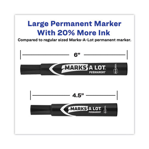 Avery - MARKS A LOT Large Desk-Style Permanent Marker, Broad Chisel Tip, Black, Dozen (8888)