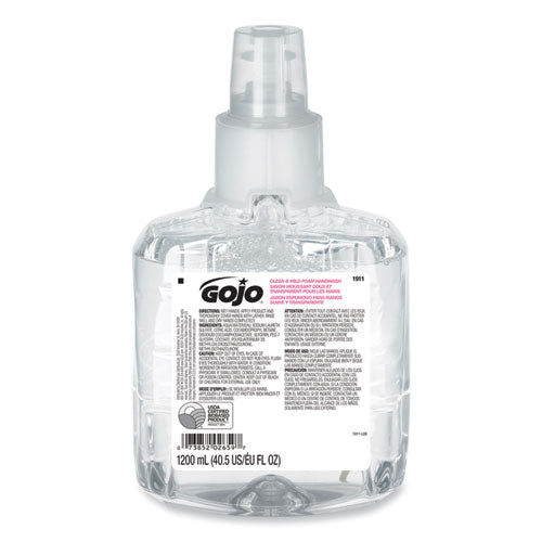 Gojo - Clear and Mild Foam Handwash Refill, For LTX-12 Dispenser, Fragrance-Free, 1,200 mL, 2/Carton
