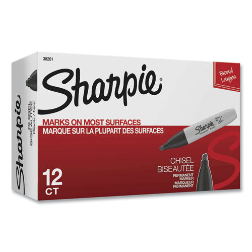 Sharpie - Chisel Tip Permanent Marker, Medium Chisel Tip, Black, Dozen
