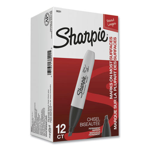 Sharpie - Chisel Tip Permanent Marker, Medium Chisel Tip, Black, Dozen