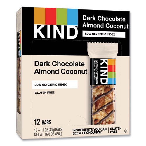 KIND - Fruit and Nut Bars, Dark Chocolate Almond and Coconut, 1.4 oz Bar, 12/Box