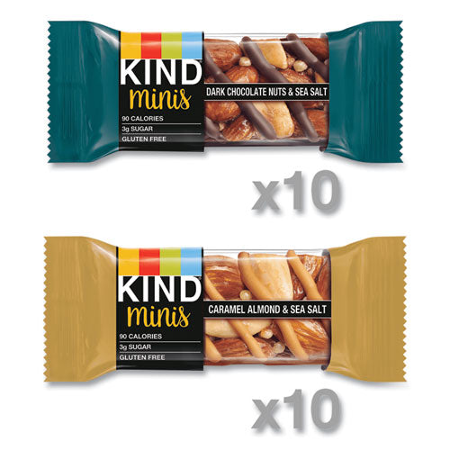 KIND - Minis, Dark Chocolate Nuts and Sea Salt/Caramel Almond and Sea Salt, 0.7 oz, 20/Pack