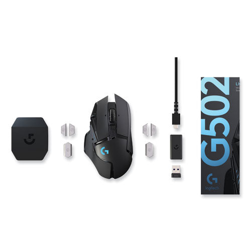 Logitech - G502 LIGHTSPEED Wireless Gaming Mouse, 2.4 GHz Frequency/33 ft Wireless Range, Right Hand Use, Black