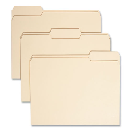 Smead - 100% Recycled Manila Top Tab File Folders, 1/3-Cut Tabs: Assorted, Letter Size, 0.75" Expansion, Manila, 100/Box