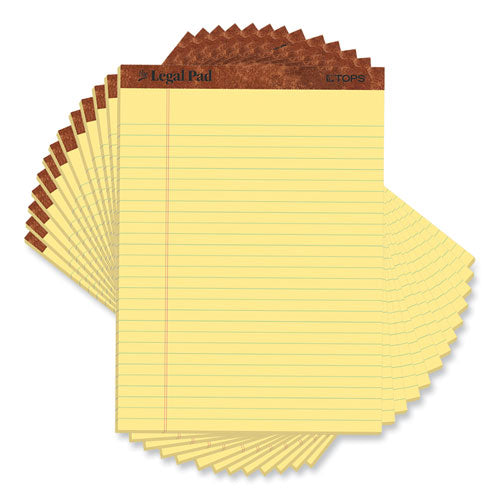 TOPS - The Legal Pad" Ruled Perforated Pads, Wide/Legal Rule, (50) Canary Yellow 8.5 x 11.75 Sheets, Dozen