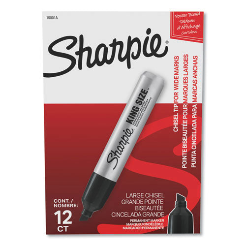 Sharpie - King Size Permanent Marker, Broad Chisel Tip, Black, Dozen