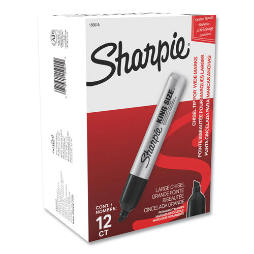 Sharpie - King Size Permanent Marker, Broad Chisel Tip, Black, Dozen