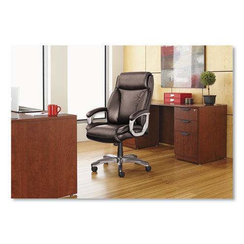 Alera - Alera Veon Series Executive High-Back Bonded Leather Chair, Supports Up to 275 lb, Black Seat/Back, Graphite Base