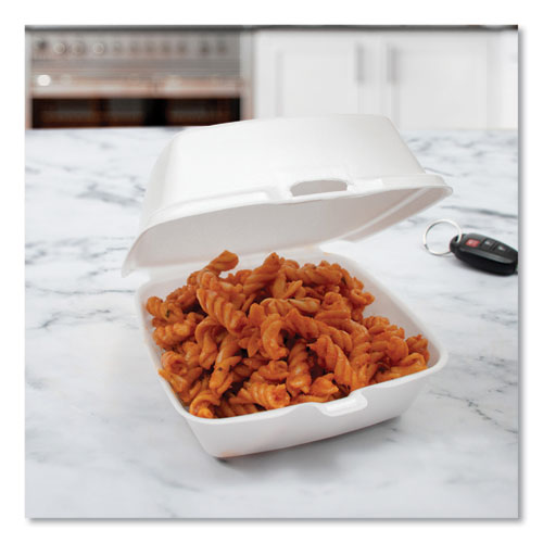 Dart - Foam Hinged Lid Containers, 6 x 5.78 x 3, White, 500/Carton