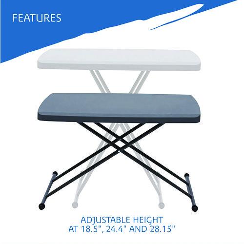 Iceberg - IndestrucTable Classic Personal Folding Table, 30" x 20" x 25" to 28", Charcoal