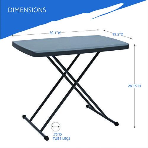 Iceberg - IndestrucTable Classic Personal Folding Table, 30" x 20" x 25" to 28", Charcoal