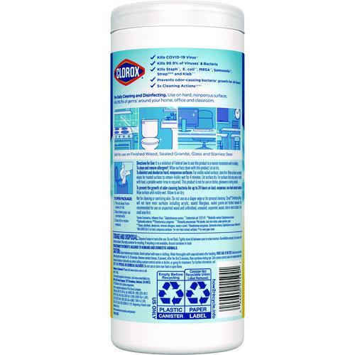 Clorox - Disinfecting Wipes, Bleach Free Cleaning Wipes, 1-Ply, 7 x 8, Crisp Lemon, White, 35/Canister, 12 Canisters/Carton
