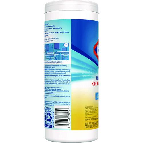 Clorox - Disinfecting Wipes, Bleach Free Cleaning Wipes, 1-Ply, 7 x 8, Crisp Lemon, White, 35/Canister, 12 Canisters/Carton