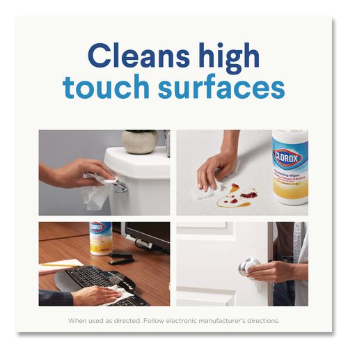 Clorox - Disinfecting Wipes, 1-Ply, 7 x 8, Fresh Scent/Citrus Blend, White, 35/Canister, 3 Canisters/Pack