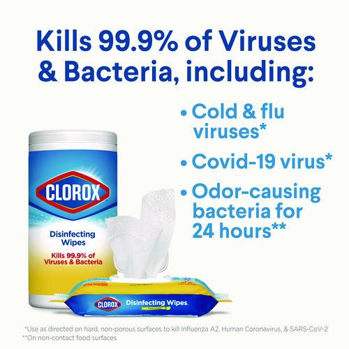 Clorox - Disinfecting Wipes, Value Pack, Bleach Free Cleaning Wipes, 1-Ply, 7x8, Fresh Scent/Citrus Blend, White, 75/Canister, 3/Pack