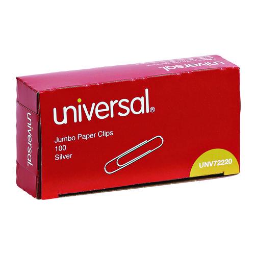 Universal- Paper Clips, Jumbo, Smooth, Silver, 100 Clips/Box, 10 Boxes/Pack