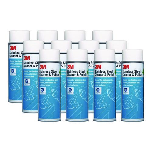 3M - Stainless Steel Cleaner and Polish, Lime Scent, Foam, 21 oz Aerosol Spray, 12/Carton