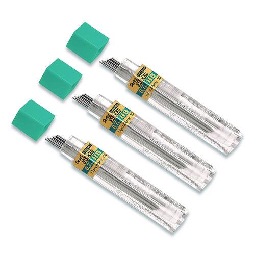 Pantel - Super Hi-Polymer Lead Refills, 0.7 mm, HB, Black, 12/Tube