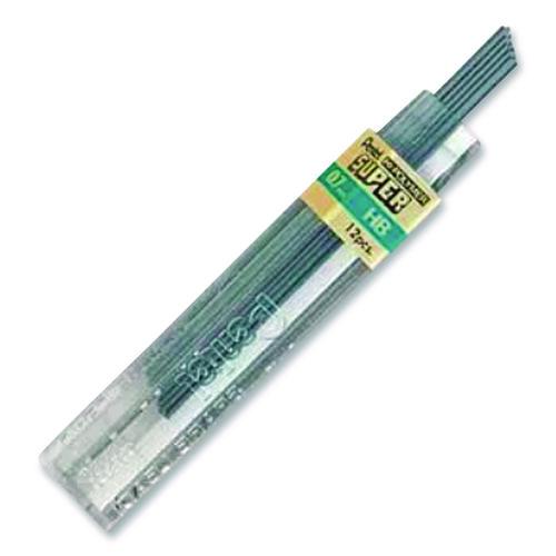 Pantel - Super Hi-Polymer Lead Refills, 0.7 mm, HB, Black, 12/Tube