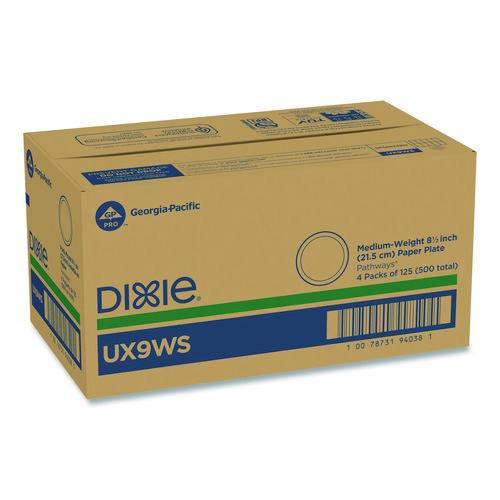 Dixie - Pathways Soak-Proof Shield Mediumweight Paper Plates, WiseSize, 8.5" dia, Green/Burgundy, 125/Pack