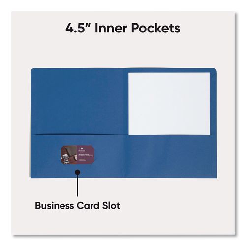 Smead - Two-Pocket Folder, Textured Paper, 100-Sheet Capacity, 11 x 8.5, Dark Blue, 25/Box