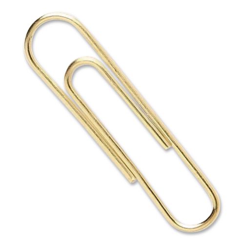 Acco - Gold Tone Paper Clips, #2, Smooth, Gold, 100/Box