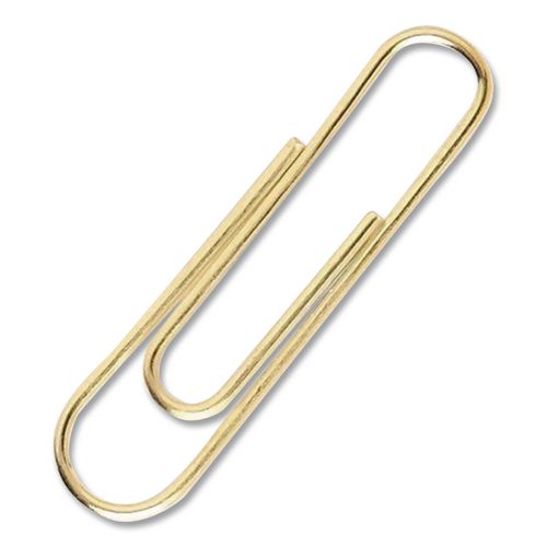 Acco - Gold Tone Paper Clips, #2, Smooth, Gold, 100/Box