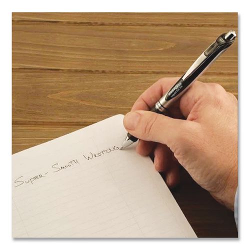 Pantel - EnerGel RTX Gel Pen, Retractable, Medium 0.7 mm, Black Ink, Black/Gray Barrel
