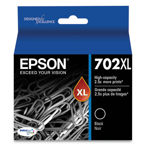 EPSON - T702XL120-S (702XL) DURABrite Ultra High-Yield Ink, 1,100 Page-Yield, Black