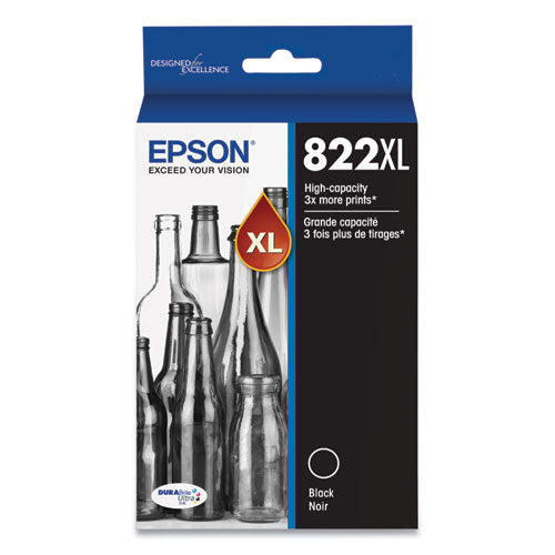 EPSON - T822XL120-S (T822XL) DURABrite Ultra High-Yield Ink, 1,100 Page-Yield, Black