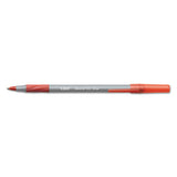 BiC - Round Stic Grip Xtra Comfort Ballpoint Pen, Easy-Glide System, Stick, Medium 1.2 mm, Red Ink, Gray/Red Barrel, Dozen