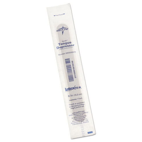 Medline - Sterile Tongue Depressors, Wood, 6" Long, 100/Box