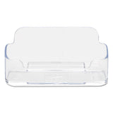 deflecto - Horizontal Business Card Holder, Holds 50 Cards, 3.88 x 1.38 x 1.81, Plastic, Clear