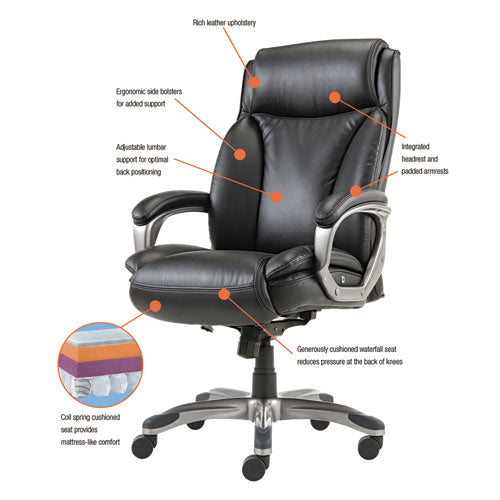 Alera - Alera Veon Series Executive High-Back Bonded Leather Chair, Supports Up to 275 lb, Black Seat/Back, Graphite Base