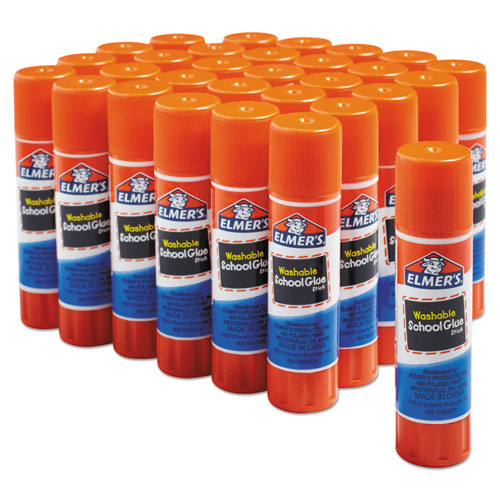 Elmer's - Washable School Glue Sticks, 0.24 oz, Applies and Dries Clear, 30/Box