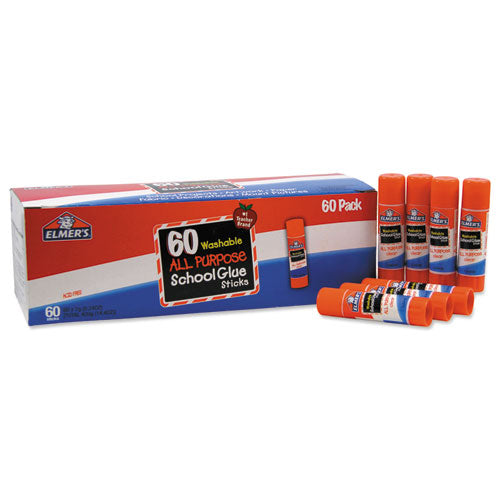 Elmer's - Washable School Glue Sticks, 0.24 oz, Applies and Dries Clear, 60/Box