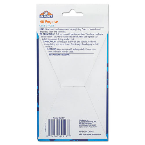 Elmer's - Disappearing Glue Stick, 0.77 oz, Applies White, Dries Clear, 12/Pack
