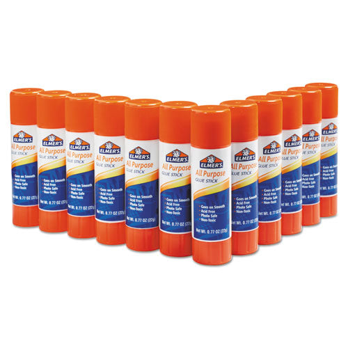 Elmer's - Disappearing Glue Stick, 0.77 oz, Applies White, Dries Clear, 12/Pack