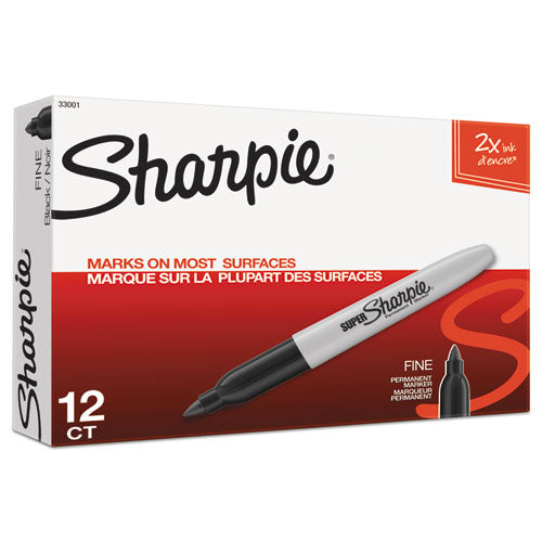 Sharpie - Super Permanent Marker, Fine Bullet Tip, Black, Dozen