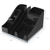 deflecto - Silhouettes All-In-One Caddy, 6 Compartments, Plastic, 8.13 x 9.13 x 5.19, Black/Silver