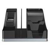 deflecto - Silhouettes All-In-One Caddy, 6 Compartments, Plastic, 8.13 x 9.13 x 5.19, Black/Silver