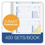 TOPS - Second Nature Phone Call Book, Two-Part Carbonless, 5 x 2.75, 4 Forms/Sheet, 400 Forms Total