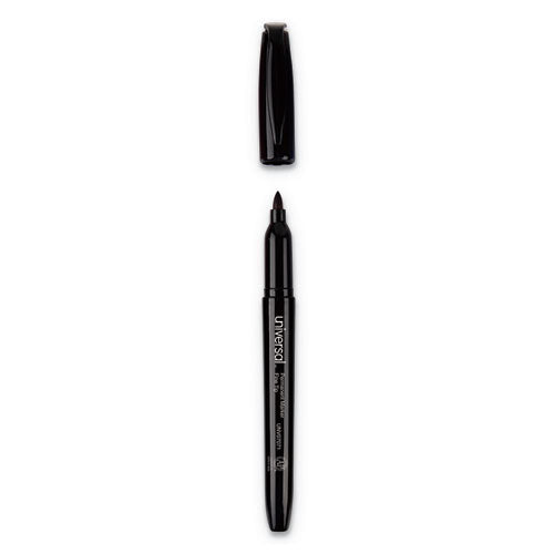 Universal - Pen-Style Permanent Marker, Fine Bullet Tip, Black, Dozen