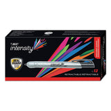 BiC - Intensity Retractable Permanent Marker, Fine Bullet Tip, Black, Dozen