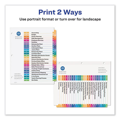 Avery - Customizable TOC Ready Index Multicolor Tab Dividers, 26-Tab, A to Z, 11 x 8.5, White, Traditional Color Tabs, 1 Set