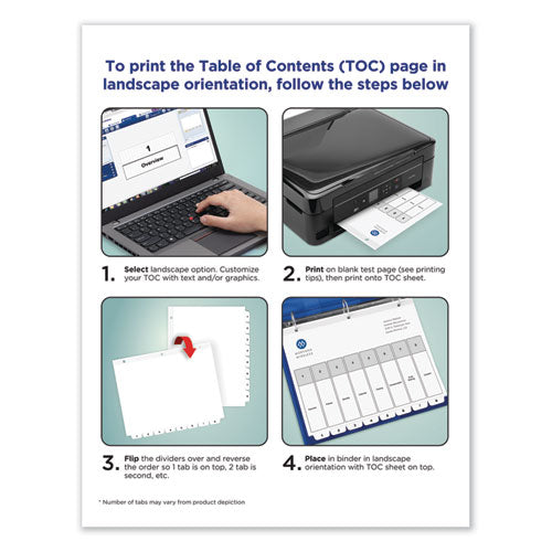 Avery - Customizable TOC Ready Index Multicolor Tab Dividers, 26-Tab, A to Z, 11 x 8.5, White, Traditional Color Tabs, 1 Set